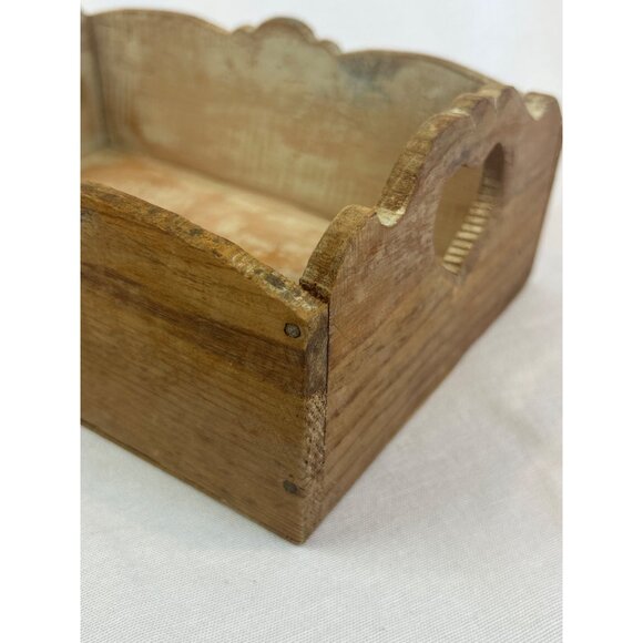 Vintage Handcrafted Wooden Heart Cutout Decorative Organizer Tray Box - Picture 8 of 14